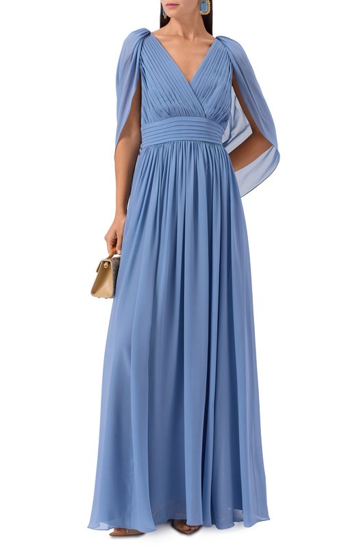 Шелковое платье Elie Saab D0838NP25/SI001 Голубой  D0838NP25/SI001 Фото 2