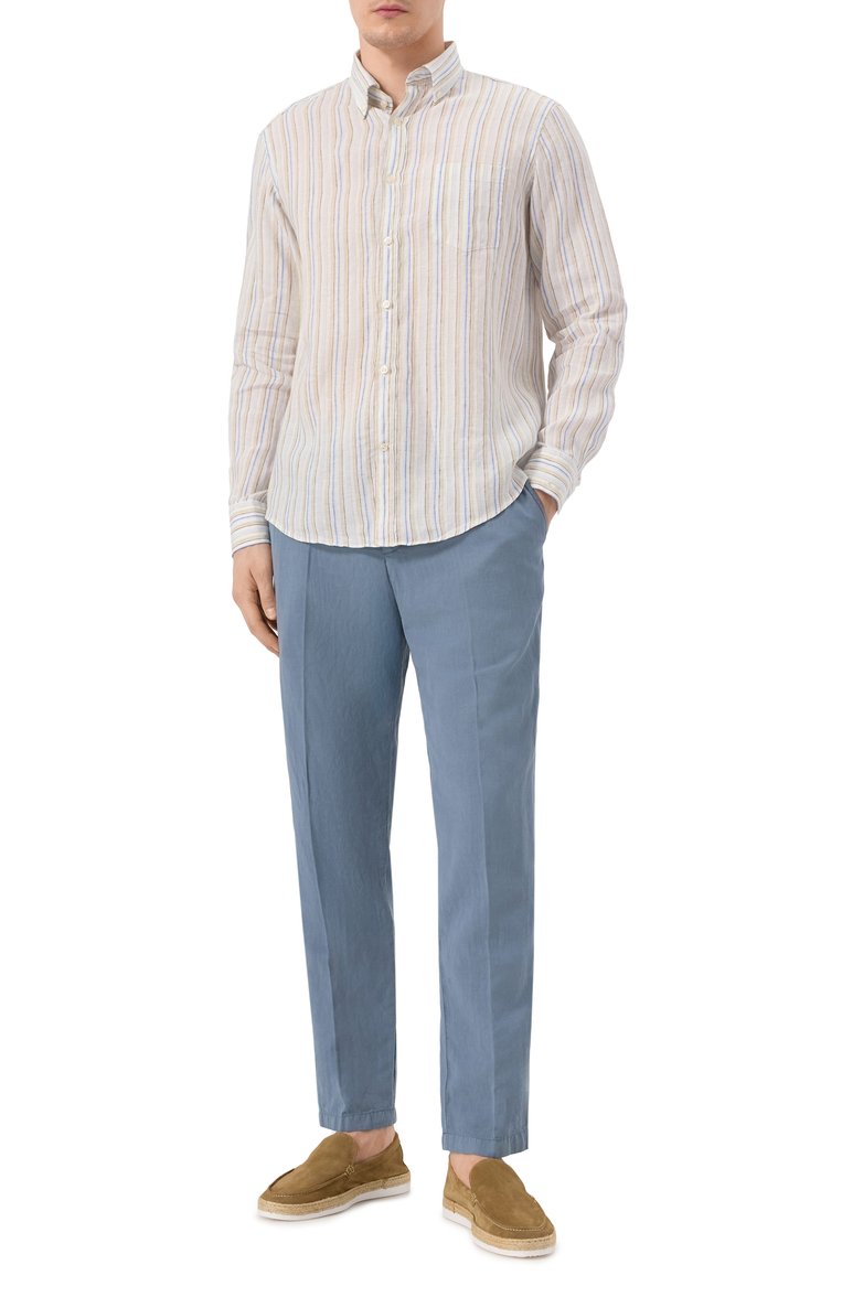 Мужские замшевые лоферы CORNELIANI хаки цвета, арт. 25TM56-2520918 | Фото 2 (Материал внутренний: Натуральная кожа; Нос: Не проставлено; Материал внешний: Натуральная кожа, Замша; Стили: Кэжуэл)