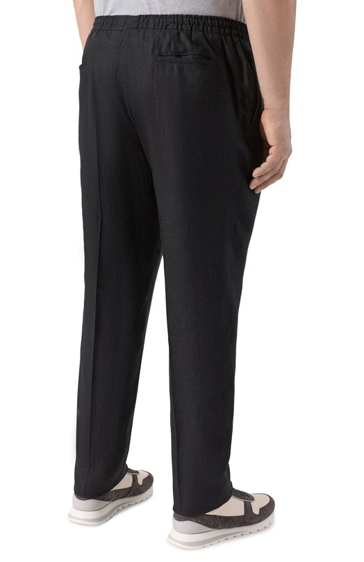 Льняные брюки Kiton UPN01H0969003 Чёрный  UPN01H0969003 Фото 4