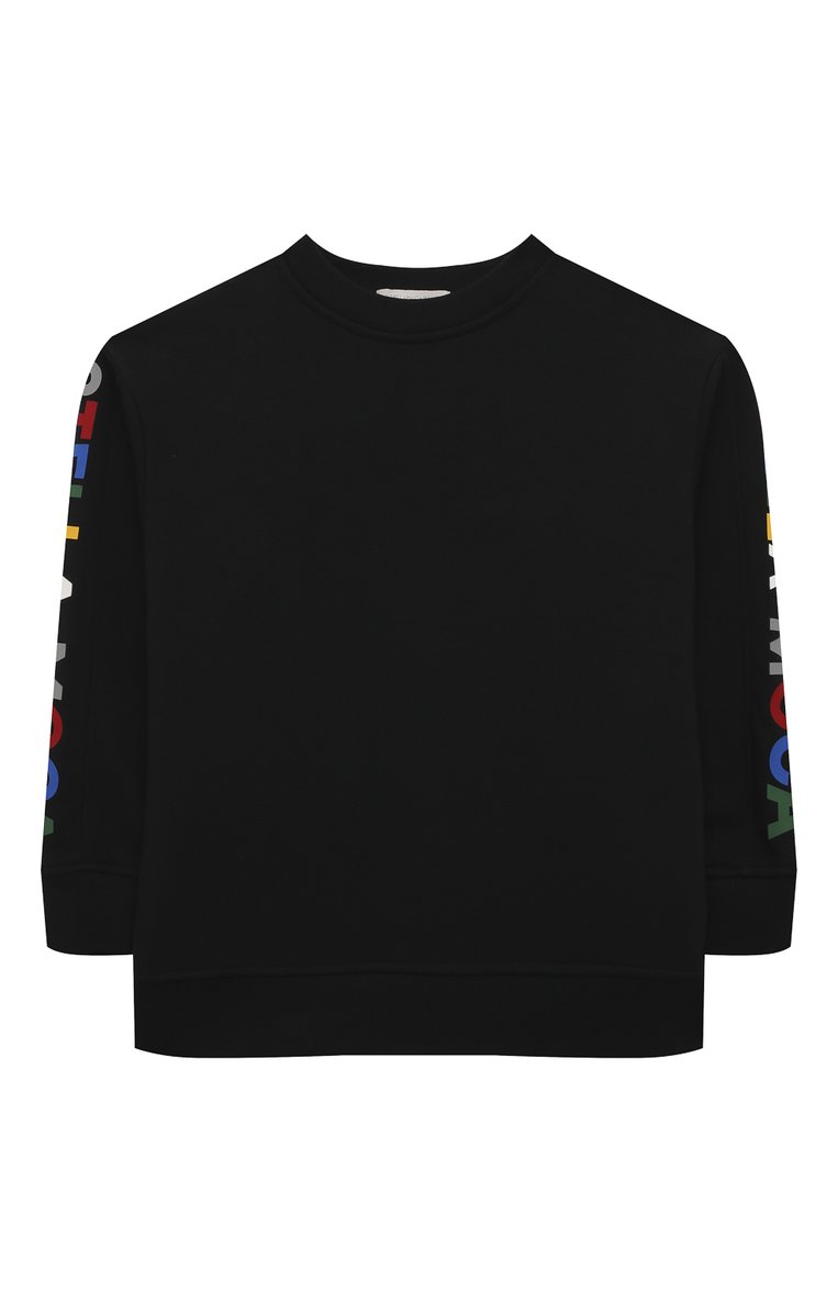 Детского комплект из свитшота с брюками STELLA MCCARTNEY черного цвета, арт. TT3P90 | Фото 2 (Материал внешний: Хлопок; Рукава: Длинные; Мальчики Кросс-КТ: Костюмы-спорт; Автоматизация ТО: Проставлено; Автоматизация состава: Проставлено)