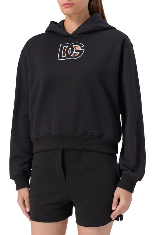 Хлопковое худи Dolce & Gabbana F9S47Z/GDC9Y Чёрный  F9S47Z/GDC9Y Фото 3