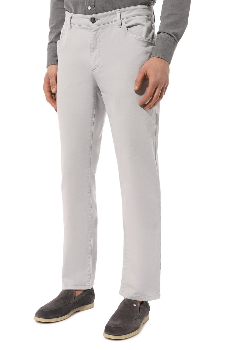 Мужские джинсы slim fit ZILLI светло-серого цвета, арт. J5T002M0462VZL000 | Фото 3 (Материал внешний: Хлопок, Деним; Длина (брюки, джинсы): Стандартные; Кросс-КТ: Деним; Силуэт М (брюки): Прямые; Стили: Повседневный; Автоматизация ТО: Проставлено; Автоматизация состава: Проставлено; Детали: Без декора)