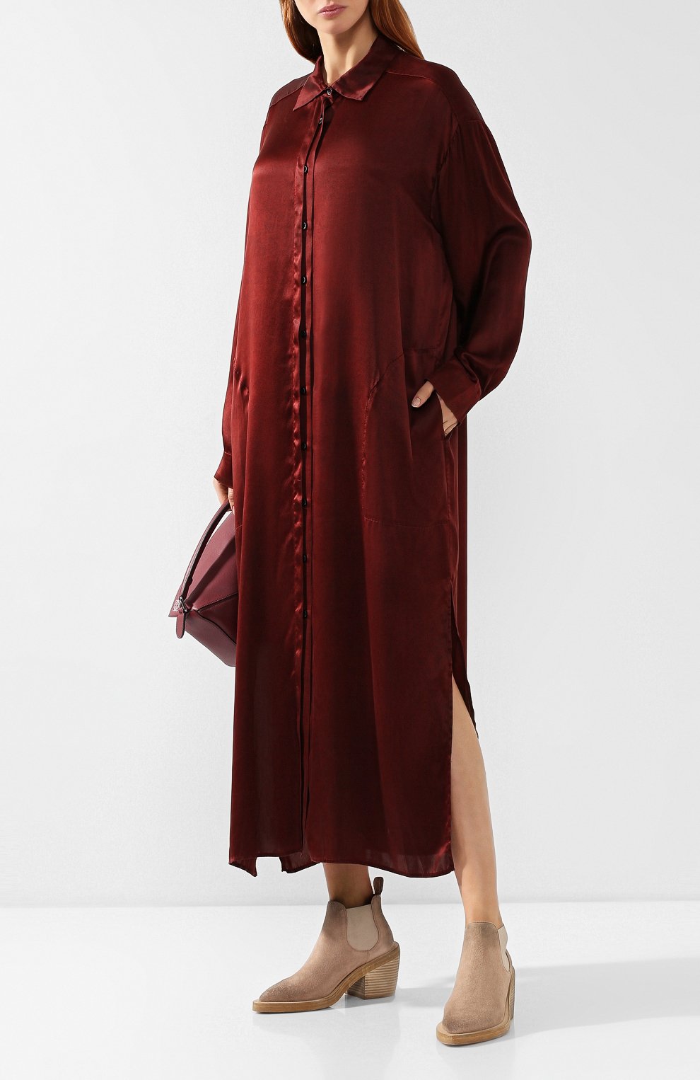 Шелковое платье UMA WANG темно-бордового цвета по цене 76450 руб., арт. A9 M UP5009, фото 2 Шелковое платье UMA WANG, арт. A9 M UP5009, фото 2