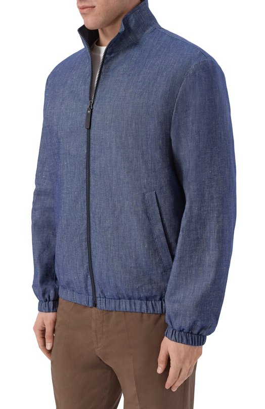 Бомбер изо льна и хлопка Canali 041087U/SG03468 Синий  041087U/SG03468 Фото 3