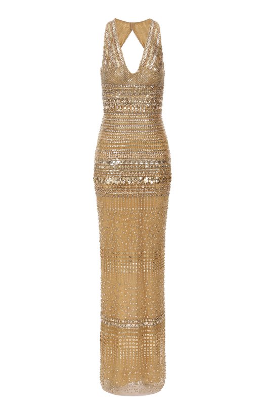 Платье с отделкой пайетками и стразами Zuhair Murad RDR25008/EMSQ001 Золотой RDR25008/EMSQ001