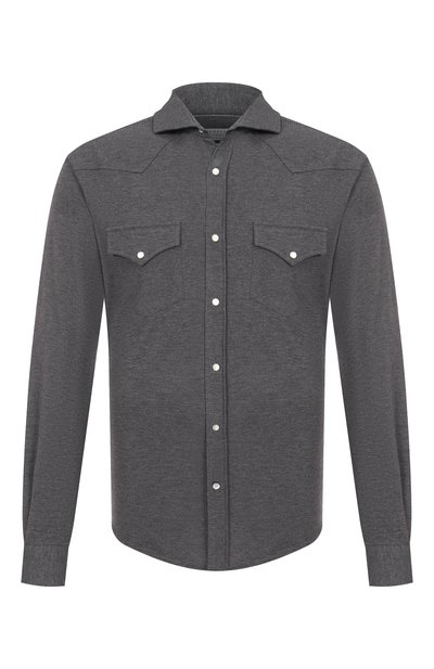 Мужская хлопковая рубашка BRUNELLO CUCINELLI, арт. ME8546666