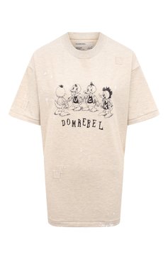 Женская хлопковая футболка DOMREBEL кремвого цвета, арт. SCH00LYARD/T-SHIRT | Фото 1 (Драгоценные камни: Проставлено; Рукава: Короткие; Материал сплава: Проставлено; Длина (для топов): Удлиненные; Материал внешний: Хлопок; Стили: Кэжуэл; Принт: С принтом; Женское Кросс-КТ: Футболка-одежда)