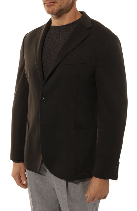 Пиджак из шерсти и хлопка Corneliani 93X523-9318800 Хаки  93X523-9318800 Фото 5