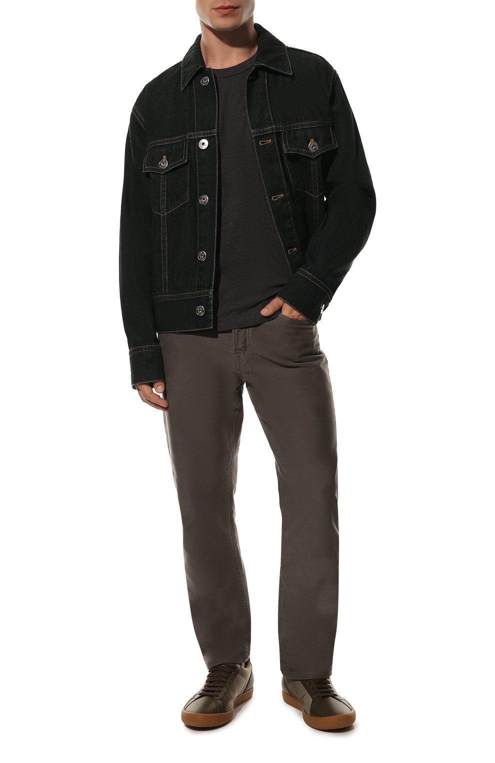 Хлопковая футболка DOLCE & GABBANA темно-серого цвета по цене 39050 руб., арт. G8HI7T/FU7EQ, фото 2 Хлопковая футболка DOLCE & GABBANA, арт. G8HI7T/FU7EQ, фото 2