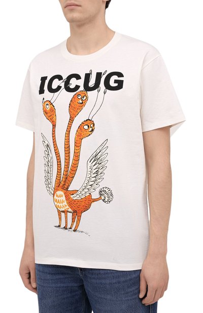 Хлопковая футболка iccug gucci x freya hartas GUCCI, арт. 548334/XJDJV, фото 3