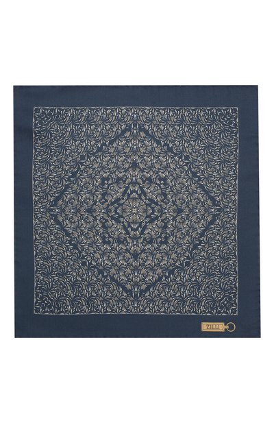 Шелковый платок ZILLI темно-синего цвета по цене 8995 руб., арт. 50706/HANDKERCHIEFS, фото 3 Шелковый платок ZILLI, арт. 50706/HANDKERCHIEFS, фото 3