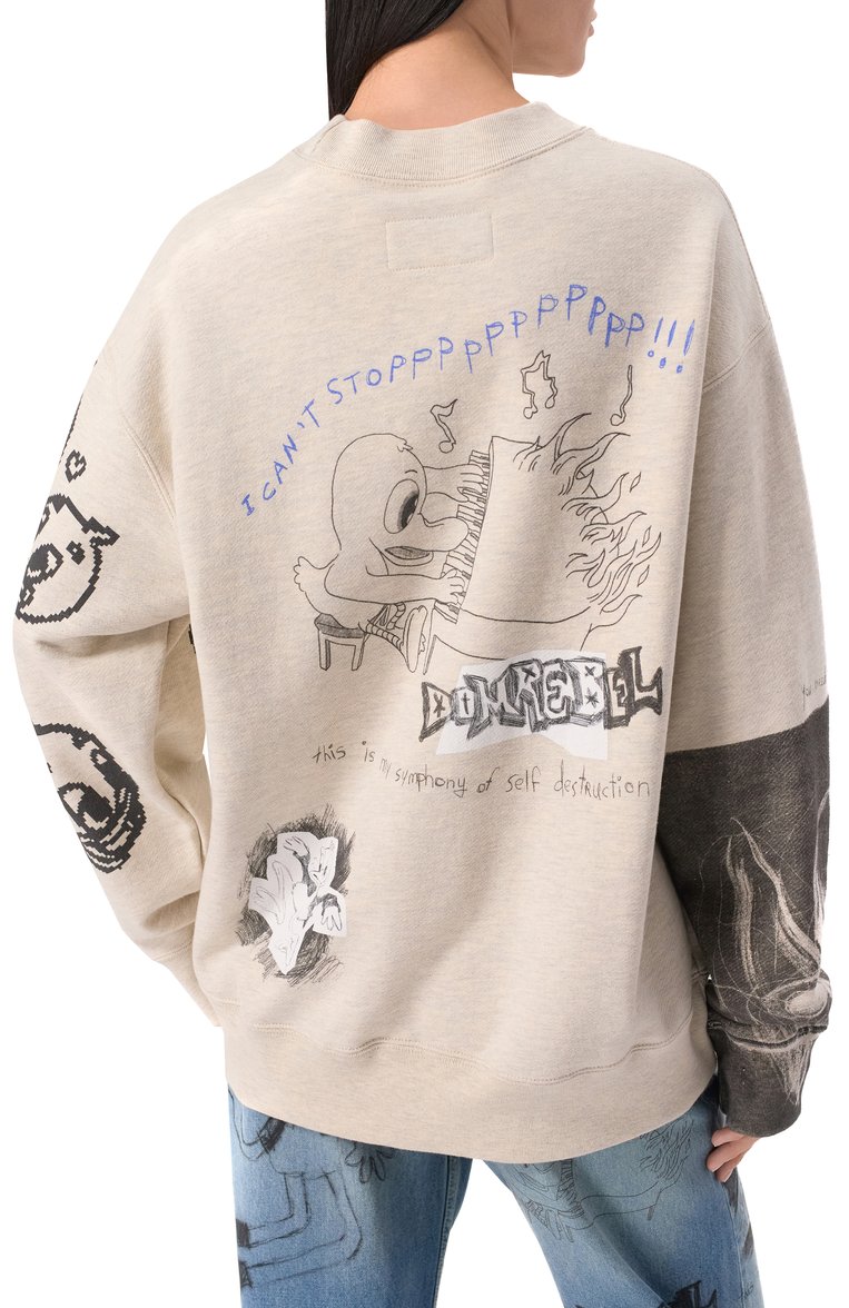 Женский хлопковый свитшот DOMREBEL светло-бежевого цвета, арт. BEAKER SWEATSHIRT | Фото 4 (Материал сплава: Проставлено; Рукава: Длинные; Драгоценные камни: Проставлено; Длина (для топов): Стандартные; Стили: Кэжуэл; Женское Кросс-КТ: Свитшот-одежда; Материал внешний: Хлопок)