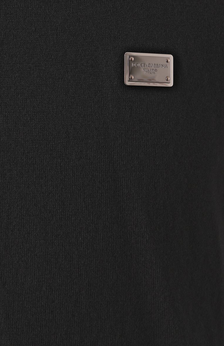 Мужская хлопковый джемпер DOLCE & GABBANA черного цвета, арт. GXX03T/JBCE9 | Фото 6 (Материал сплава: Проставлено; Длина (для топов): Стандартные; Драгоценные камни: Проставлено; Рукава: Короткие; Стили: Кэжуэл; Принт: Без принта; Материал внешний: Хлопок; Мужское Кросс-КТ: Футболка-одежда; Кросс-КТ: Джерси)