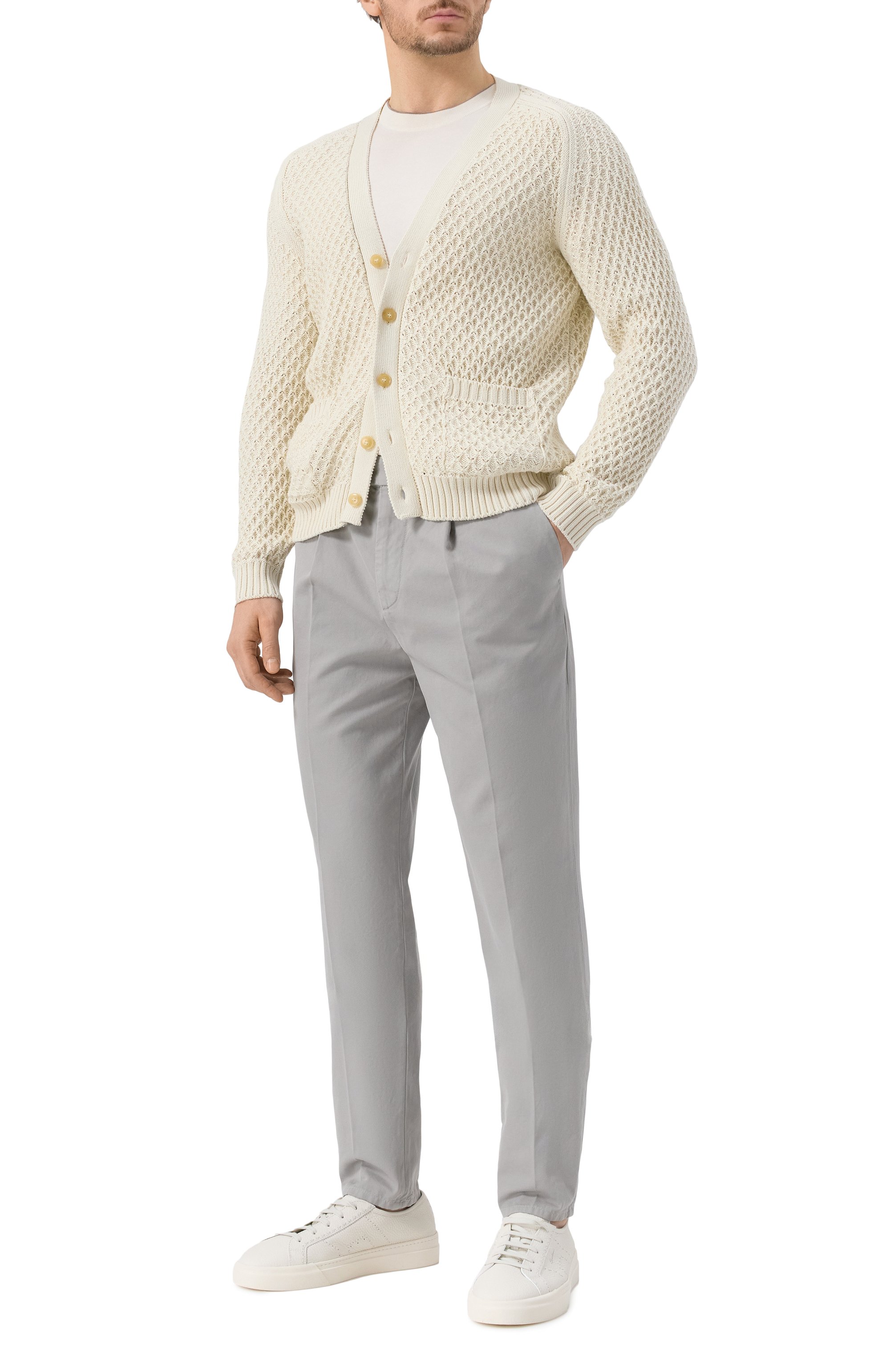 Хлопковый джемпер BRUNELLO CUCINELLI белого цвета по цене 75950 руб., арт. M29805200, фото 2 Хлопковый джемпер BRUNELLO CUCINELLI, арт. M29805200, фото 2