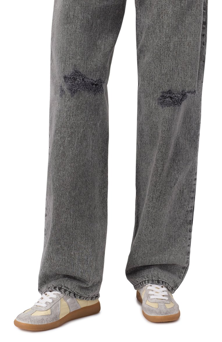 Женские комбинированные кеды replica MAISON MARGIELA кремового цвета, арт. S58WS0268/P8170 | Фото 3 (Подошва: Платформа; Материал внешний: Текстиль, Натуральная кожа; Материал внутренний: Текстиль; Стили: Кэжуэл; Материал утеплителя: Без утеплителя; Кросс-КТ: Низкие)