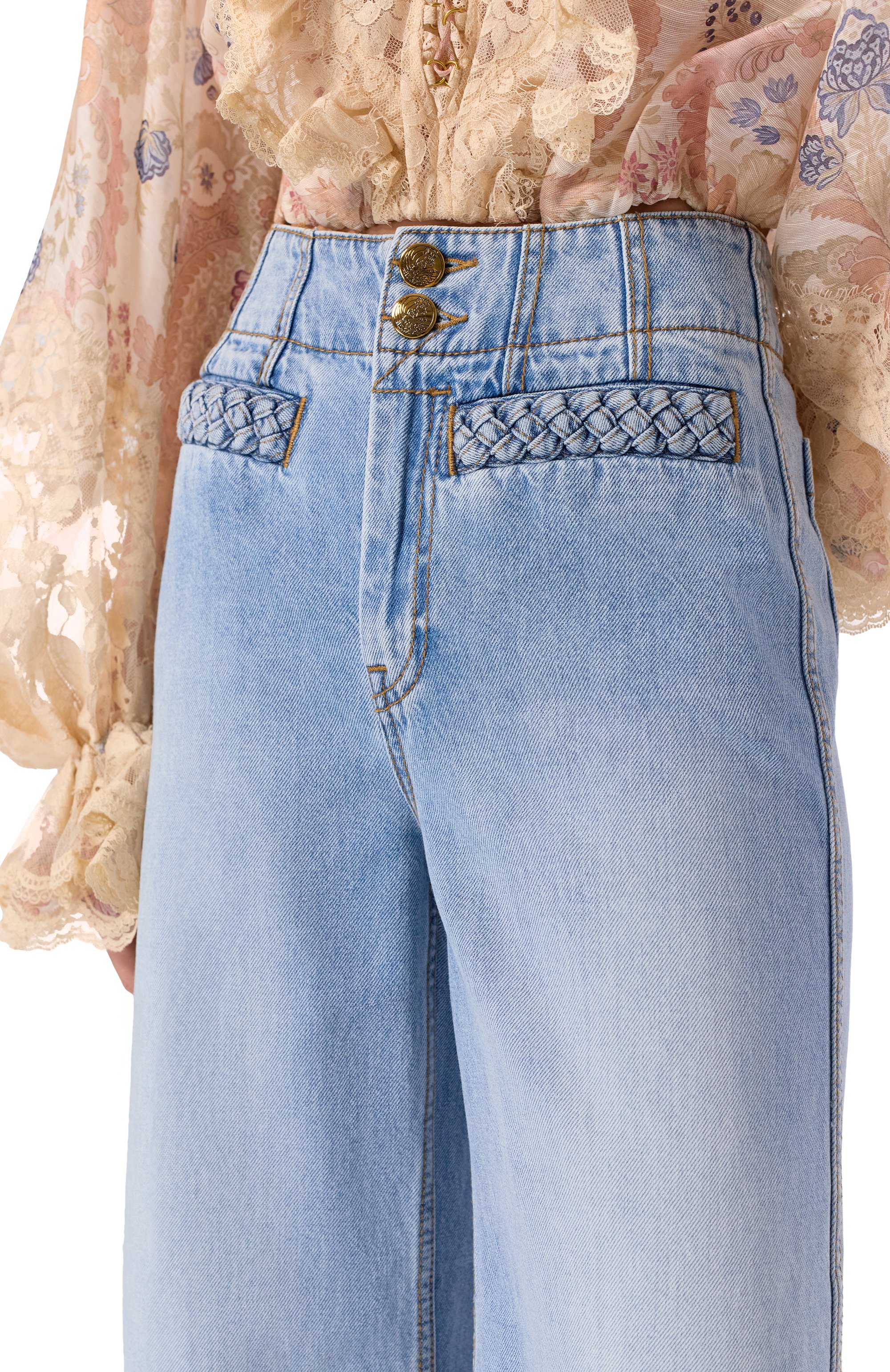 Джинсы resort ZIMMERMANN голубого цвета по цене 115500 руб., арт. 2726PRS262, фото 5 Джинсы resort ZIMMERMANN, арт. 2726PRS262, фото 5