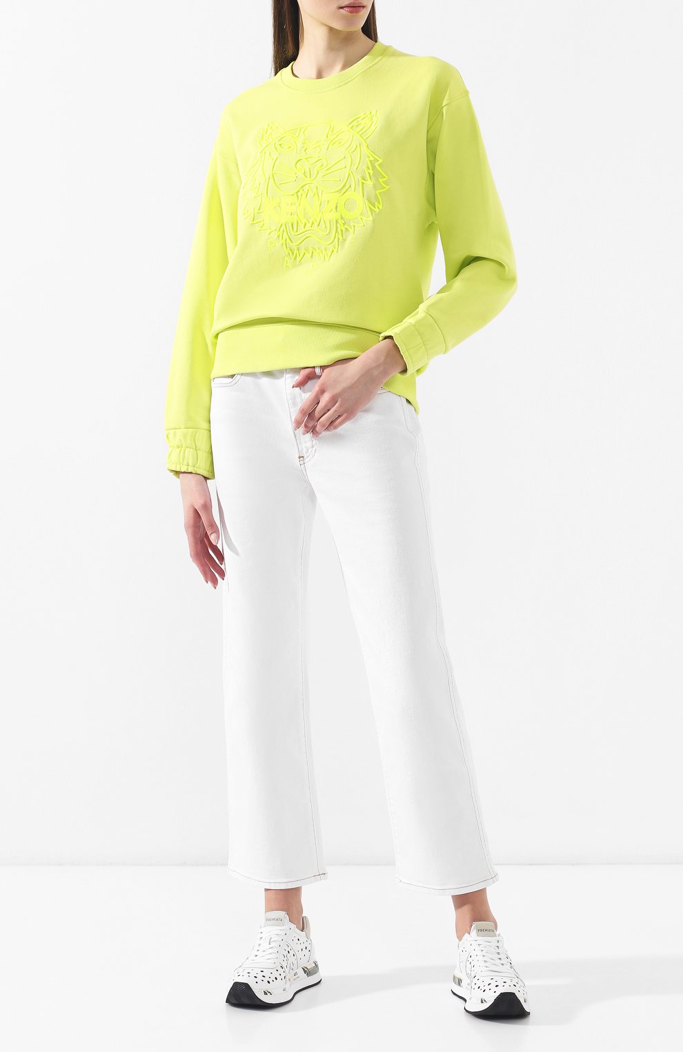 Хлопковый свитшот KENZO зеленого цвета по цене 29950 руб., арт. 2SW7854XF, фото 2 Хлопковый свитшот KENZO, арт. 2SW7854XF, фото 2