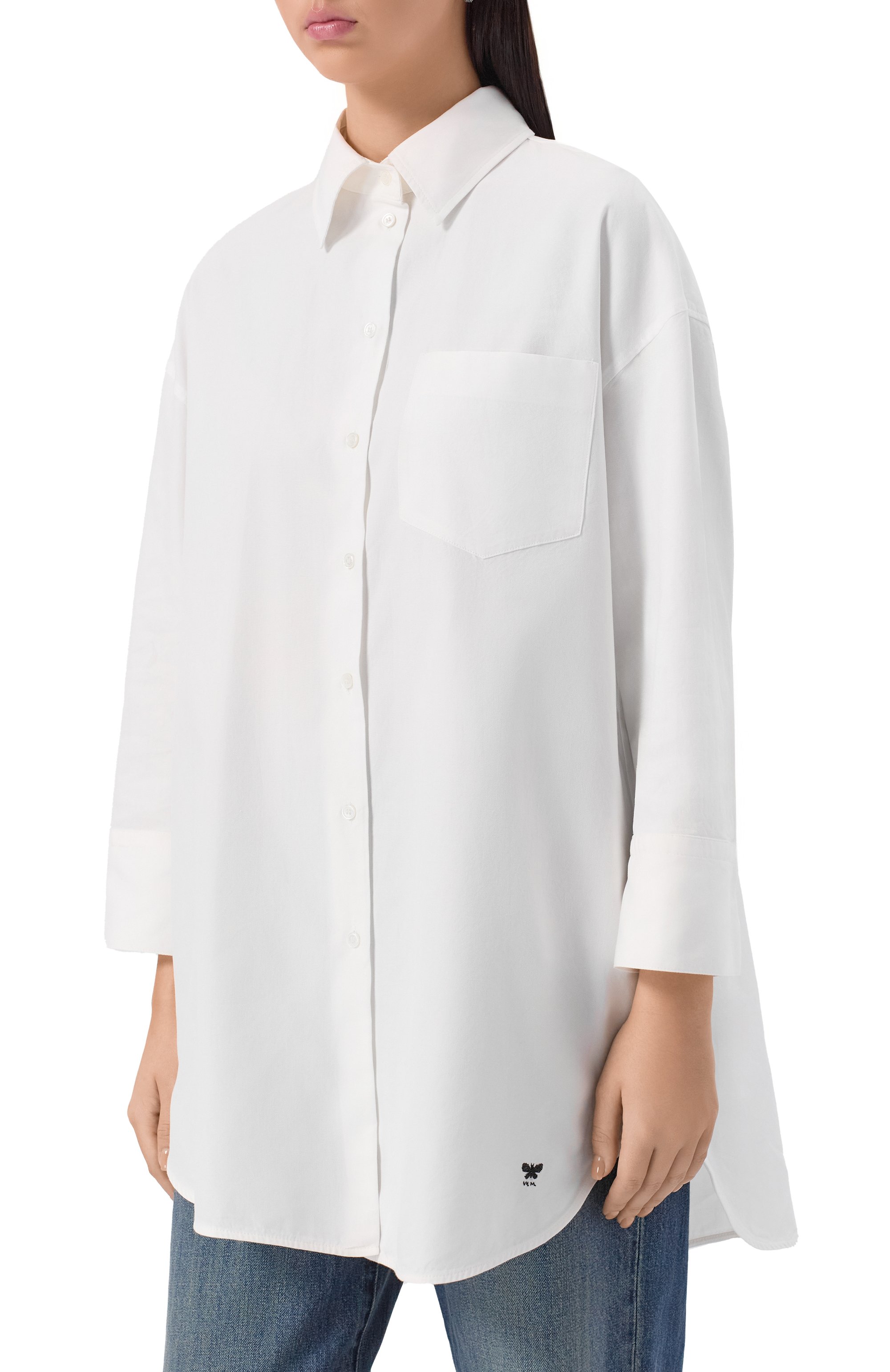 Хлопковая рубашка WEEKEND MAX MARA белого цвета по цене 29950 руб., арт. QUEVA, фото 3 Хлопковая рубашка WEEKEND MAX MARA, арт. QUEVA, фото 3