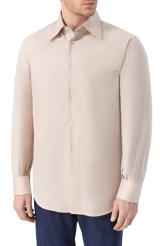 Хлопковая рубашка Brunello Cucinelli MW6040621 Бежевый  MW6040621 Фото 3