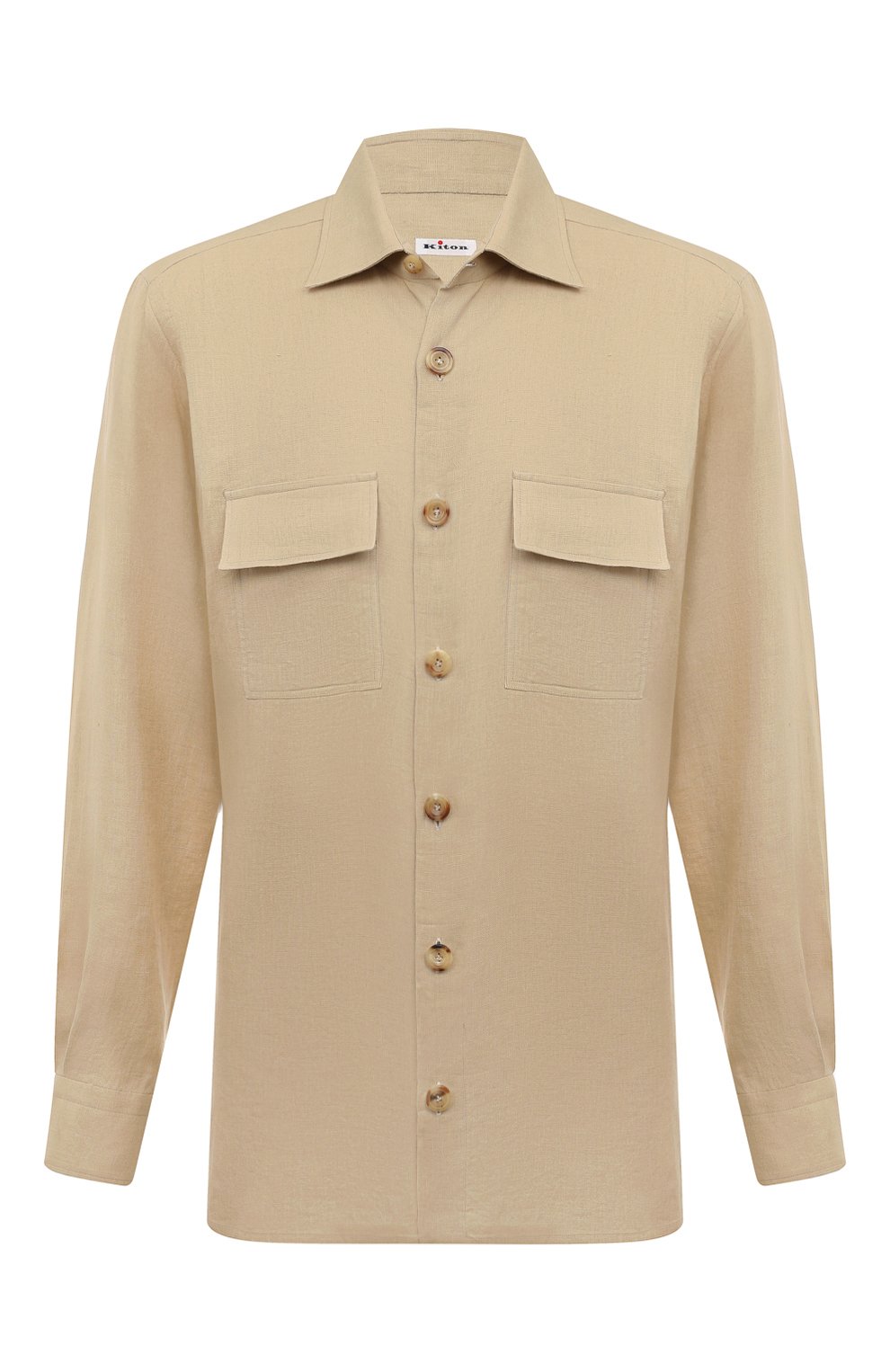 Льняная рубашка KITON бежевого цвета по цене 58950 руб., арт. UMC016H08838, фото 1 Льняная рубашка KITON, арт. UMC016H08838, фото 1