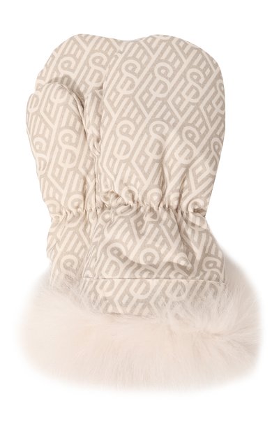 Пуховые варежки с отделкой из песца YVES SALOMON ENFANT, арт. 23WEA016XXWO2W