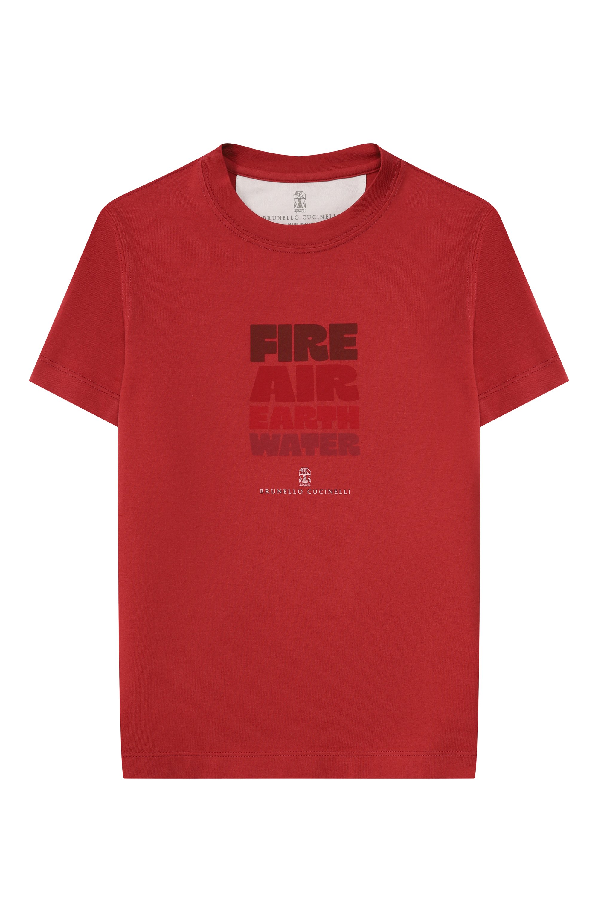 Хлопковая футболка BRUNELLO CUCINELLI красного цвета по цене 28750 руб., арт. B0B13T179B, фото 1 Хлопковая футболка BRUNELLO CUCINELLI, арт. B0B13T179B, фото 1