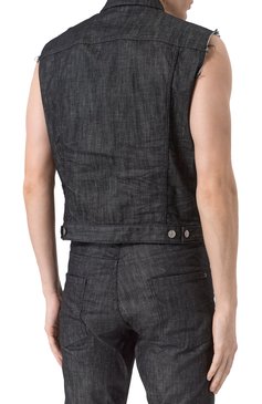 Мужской джинсовый жилет DSQUARED2 черного цвета, арт. S71FB0488/S30357 | Фото 4 (Драгоценные камни: Проставлено; Материал сплава: Проставлено; Длина (верхняя одежда): Короткие; Материал внешний: Деним, Хлопок; Кросс-КТ: Деним; Стили: Гранж)