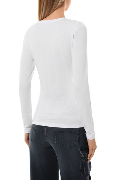 Хлопковый лонгслив EMPORIO ARMANI белого цвета по цене 7875 руб., арт. 163229/4F223, фото 4 Хлопковый лонгслив EMPORIO ARMANI, арт. 163229/4F223, фото 4