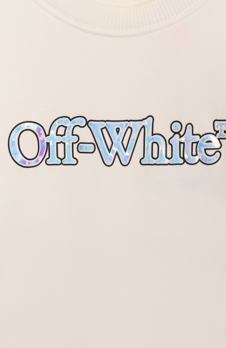 Детский хлопковый свитшот OFF-WHITE молочного цвета, арт. 0GBA001S25FLE001/4-12 | Фото 3 (Автоматизация состава: Проставлено; Материал внешний: Хлопок; Рукава: Длинные; Автоматизация ТО: Проставлено; Девочки Кросс-КТ: Свитшот-одежда; Ростовка одежда: 10 - 11 лет | 140 - 146см, 12 лет | 152 см, 8 лет | 128 см, 6 лет | 116 см, 4 года | 104 см)