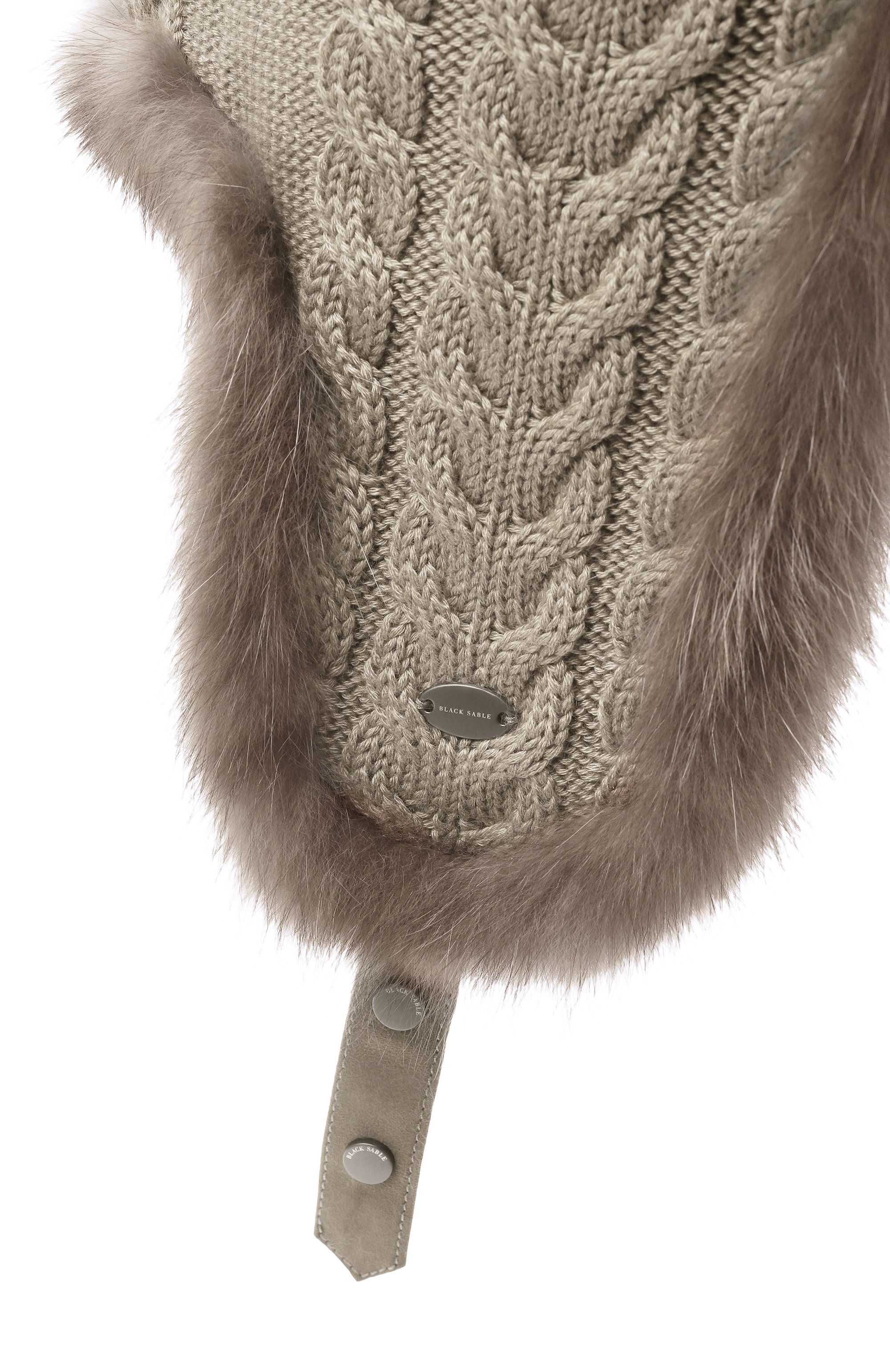 Кашемировая шапка-ушанка с мехом соболя BLACK SABLE, арт. BS-FHK-MG, фото 3