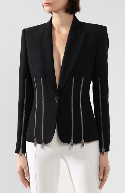 Жакет ALEXANDER MCQUEEN черного цвета по цене 395500 руб., арт. 593870/QEAAA, фото 3 Жакет ALEXANDER MCQUEEN, арт. 593870/QEAAA, фото 3
