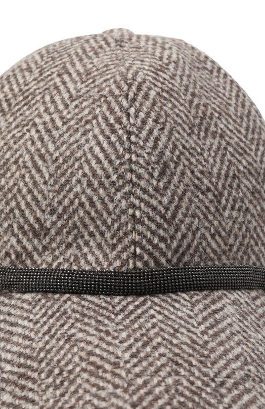 Шерстяная бейсболка Brunello Cucinelli MCAP90027 Коричневый  MCAP90027 Фото 3