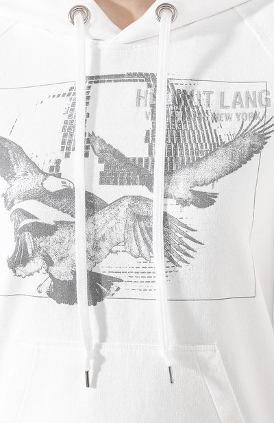Хлопковое худи HELMUT LANG белого цвета по цене 30800 руб., арт. J09DW507, фото 5 Хлопковое худи HELMUT LANG, арт. J09DW507, фото 5