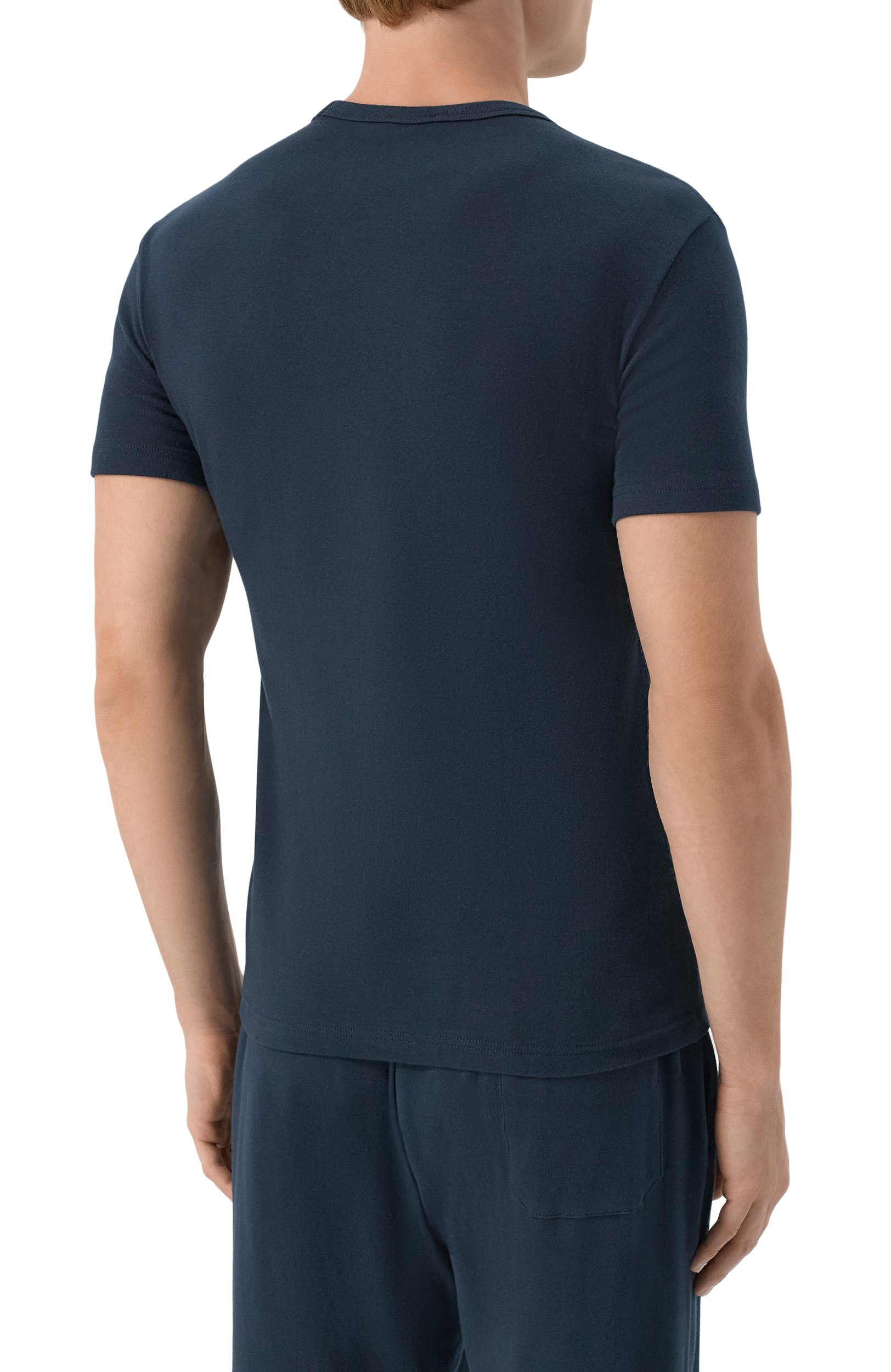 Хлопковая футболка KITON темно-синего цвета по цене 39950 руб., арт. UNWM008K0263L, фото 4 Хлопковая футболка KITON, арт. UNWM008K0263L, фото 4