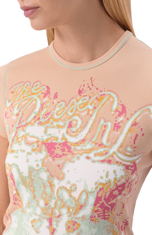 Хлопковая футболка Diesel A23682/0PFBE Бежевый  A23682/0PFBE Фото 5