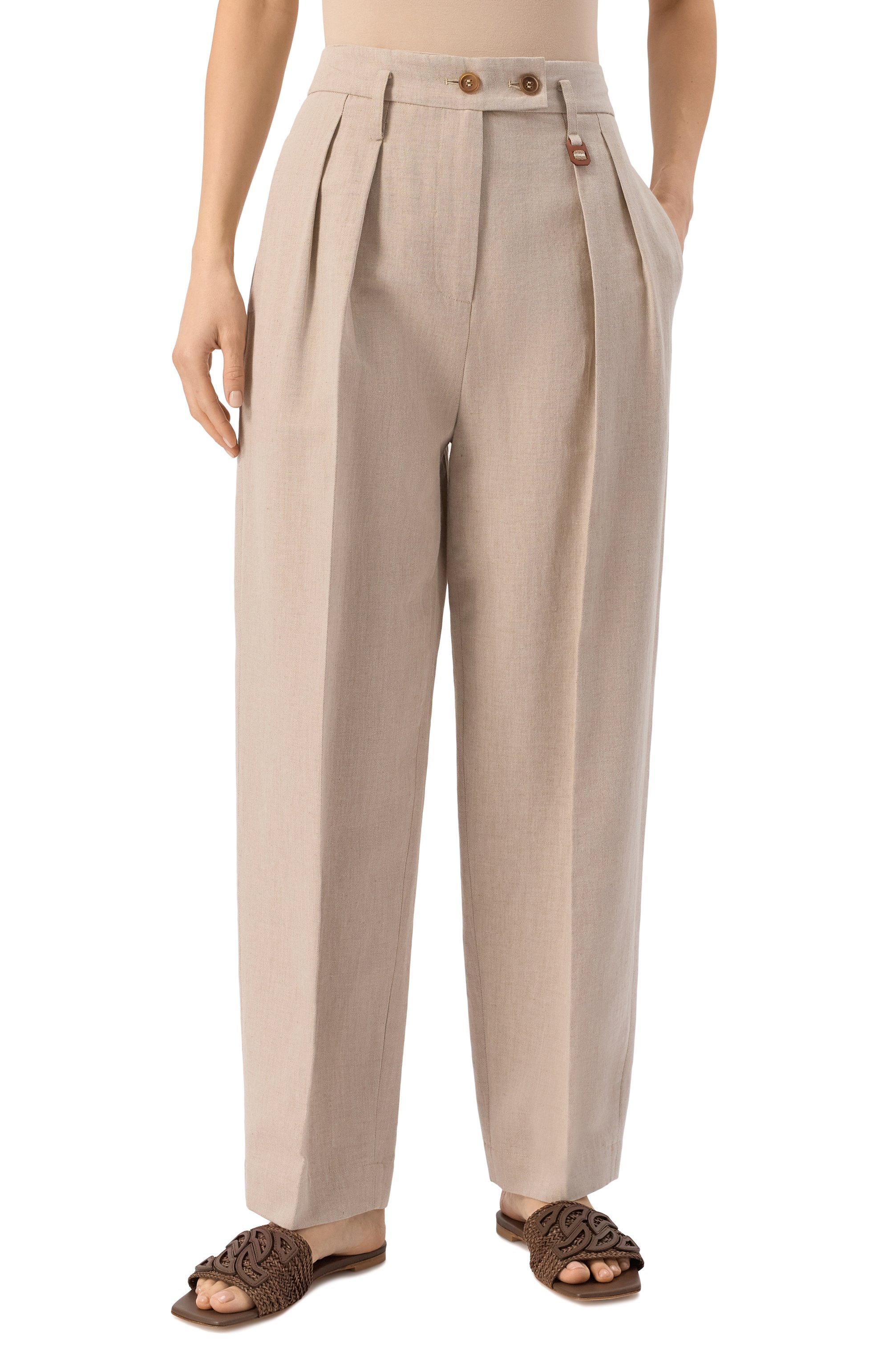 Брюки из хлопка и льна LORENA ANTONIAZZI, арт. E2536PA63A/9715, фото 3