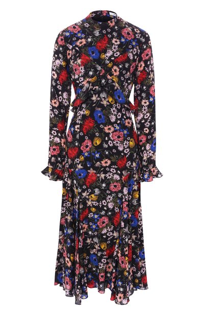 Женское шелковое платье-миди с принтом ERDEM, арт. AW18_20783LGC