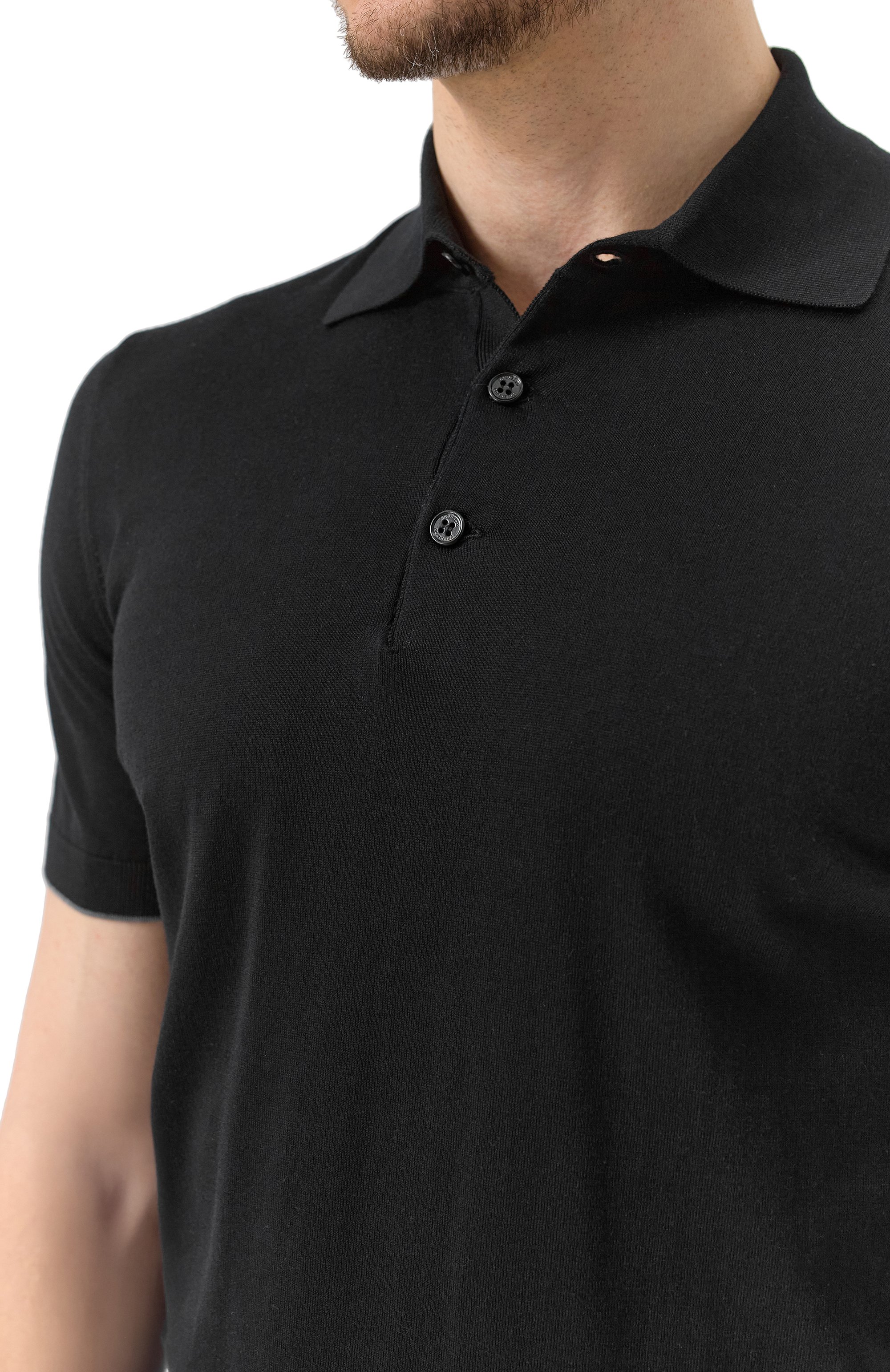 Хлопковое поло BRUNELLO CUCINELLI черного цвета по цене 74450 руб., арт. M29800125, фото 5 Хлопковое поло BRUNELLO CUCINELLI, арт. M29800125, фото 5