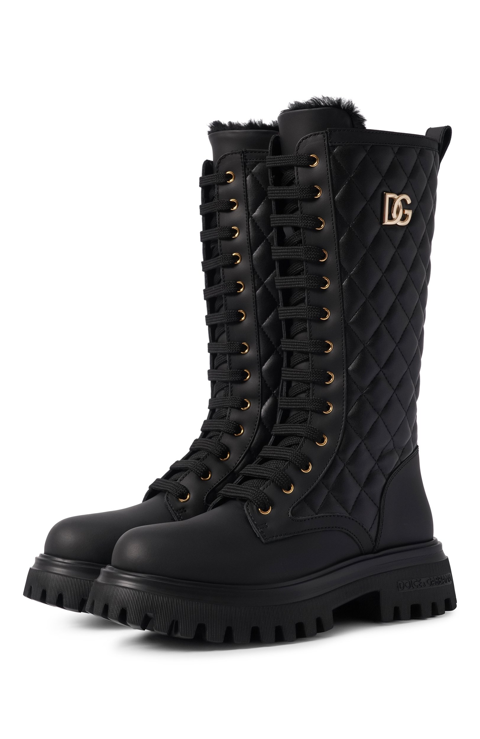Кожаные ботинки DOLCE & GABBANA черного цвета по цене 72000 руб., арт. D11430/A0773_001, фото 1 Кожаные ботинки DOLCE & GABBANA, арт. D11430/A0773_001, фото 1