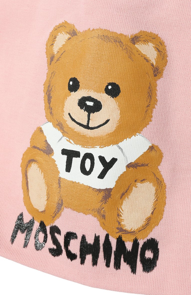 Детского хлопковая шапка MOSCHINO светло-розового цвета, арт. HSX00Z/LDA16 | Фото 3 (Материал: Хлопок, Текстиль; Тематический товар: Teddy Bear; Региональные ограничения белый список (Axapta Mercury): Не проставлено; Нос: Не проставлено)