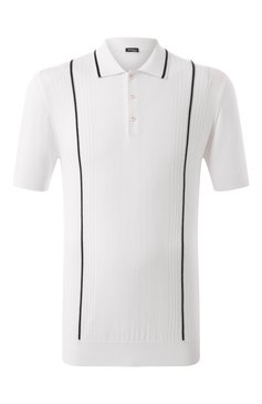 Мужское хлопковое поло KITON белого цвета, арт. UMK0715V110A | Фото 1 (Рукава: Короткие; Длина (для топов): Стандартные; Кросс-КТ: Трикотаж; Застежка: Пуговицы; Принт: Без принта; Стили: Кэжуэл; Материал внешний: Хлопок)