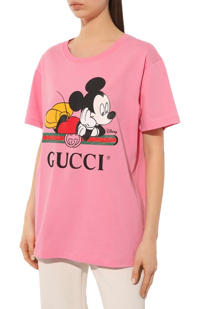 Хлопковая футболка disney x gucci GUCCI розового цвета по цене 64800 руб., арт. 492347 XJB7W, фото 3 Хлопковая футболка disney x gucci GUCCI, арт. 492347 XJB7W, фото 3