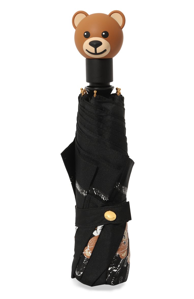 Женский складной зонт MOSCHINO черного цвета, арт. 8169-0PENCL0SE | Фото 4 (Материал: Текстиль, Синтетический материал, Металл; Материал сплава: Проставлено; Нос: Не проставлено)
