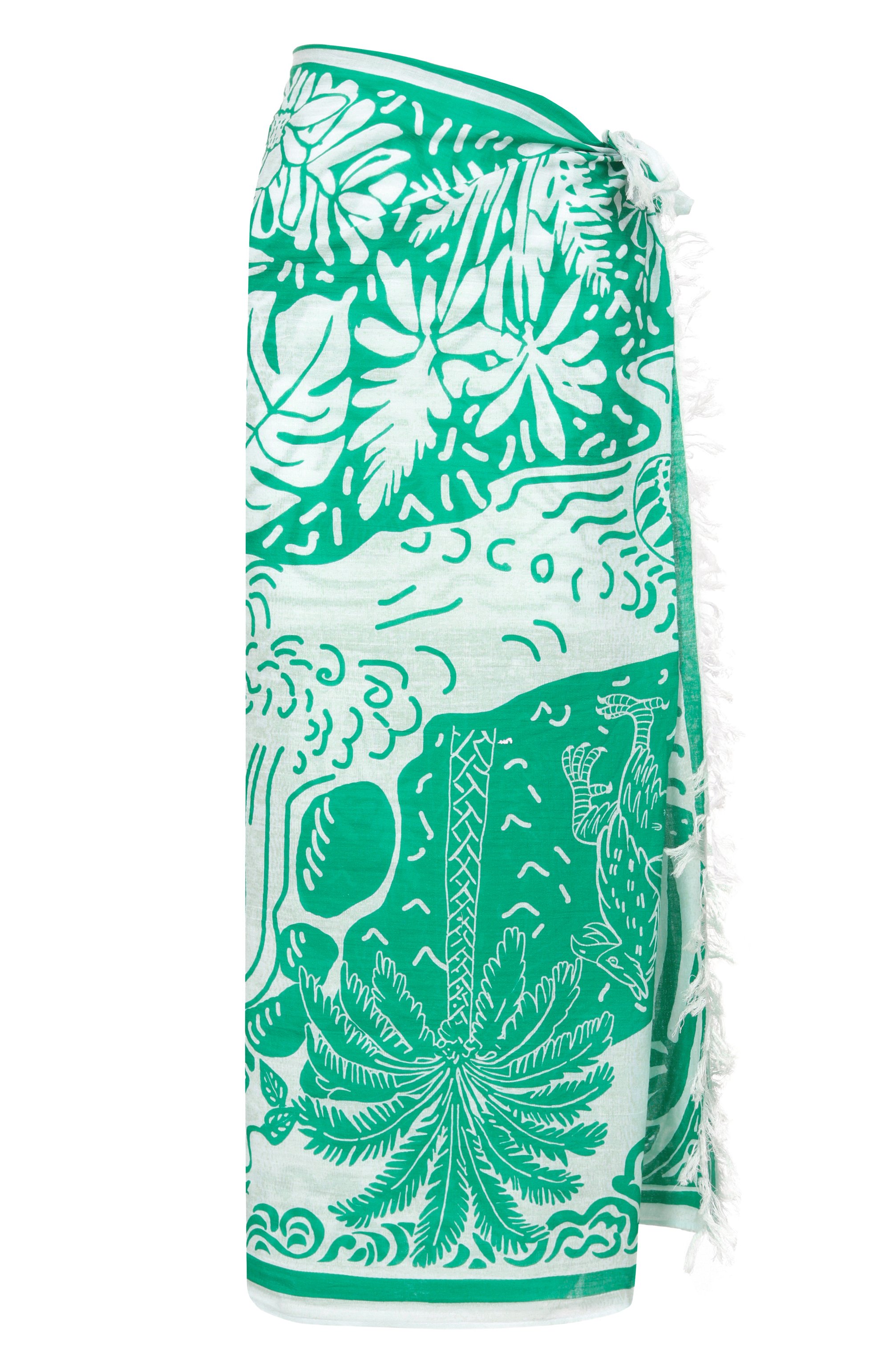 Хлопковое парео SEA LEVEL зеленого цвета по цене 18650 руб., арт. SL9157JS, фото 1 Хлопковое парео SEA LEVEL, арт. SL9157JS, фото 1