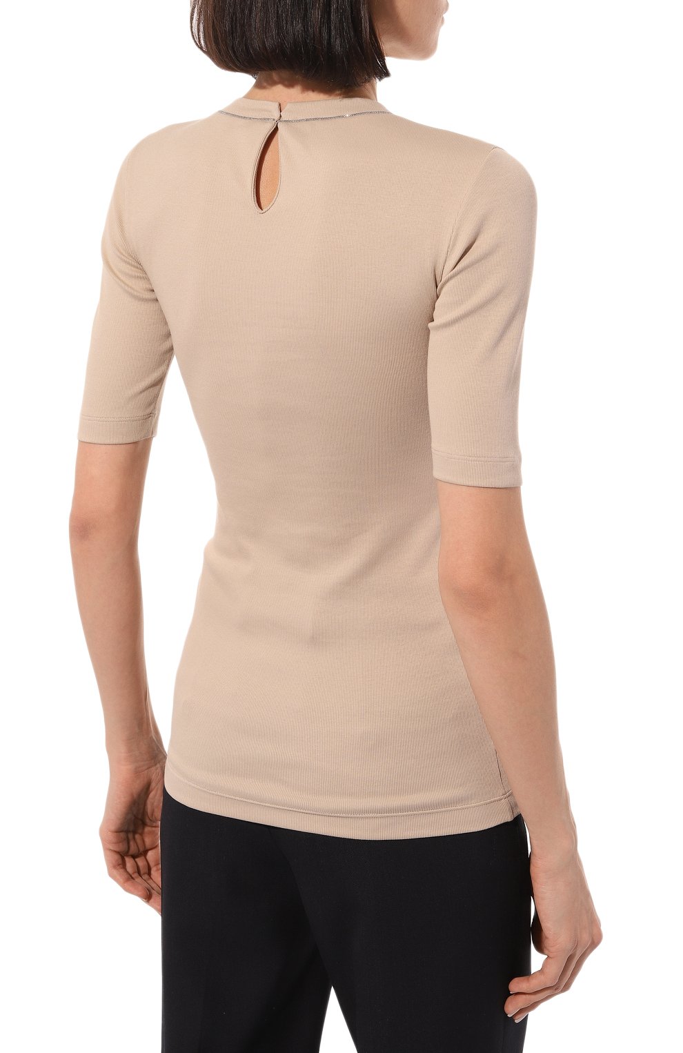 Хлопковый топ BRUNELLO CUCINELLI бежевого цвета по цене 45400 руб., арт. M0TC8BJ310, фото 4 Хлопковый топ BRUNELLO CUCINELLI, арт. M0TC8BJ310, фото 4