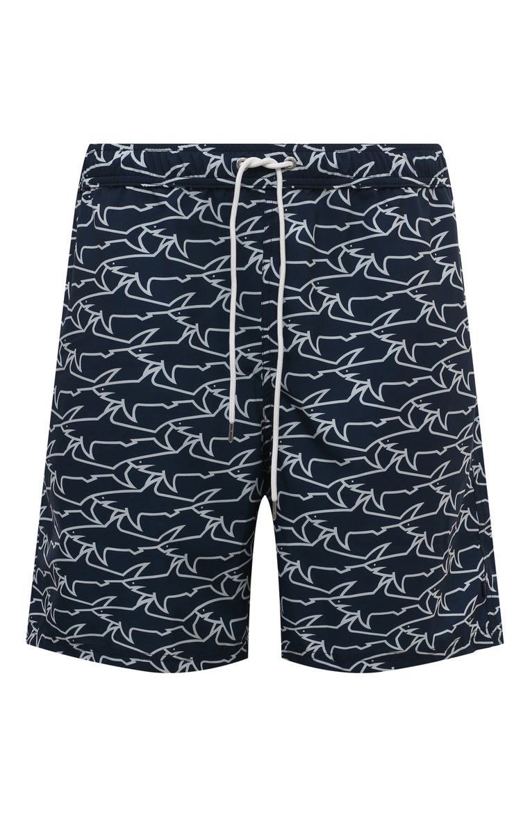 Мужские плавки-шорты PAUL&SHARK темно-синего цвета, арт. 24415035/3XL-6XL | Фото 1 (Материал внешний: Синтетический материал; Нос: Не проставлено; Принт: С принтом; Мужское Кросс-КТ: плавки-шорты; Детали: Без декора; Автоматизация состава: Проставлено)