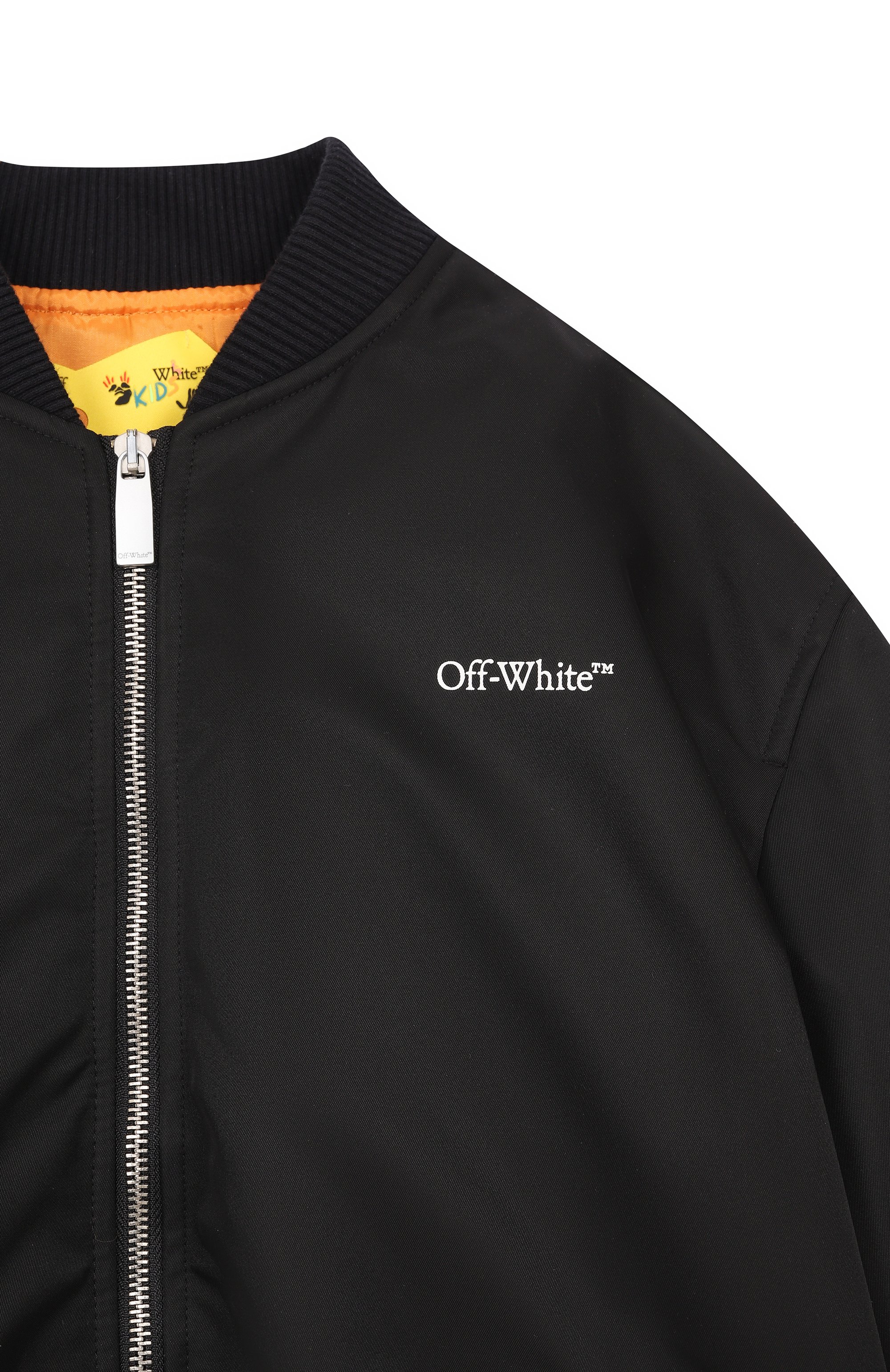 Утепленный бомбер OFF-WHITE черного цвета по цене 52950 руб., арт. 0BEH002F25FAB001/12+, фото 3 Утепленный бомбер OFF-WHITE, арт. 0BEH002F25FAB001/12+, фото 3