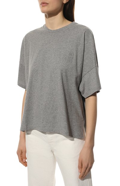 Хлопковая футболка LOEWE серого цвета по цене 41200 руб., арт. S359341XA4, фото 3 Хлопковая футболка LOEWE, арт. S359341XA4, фото 3