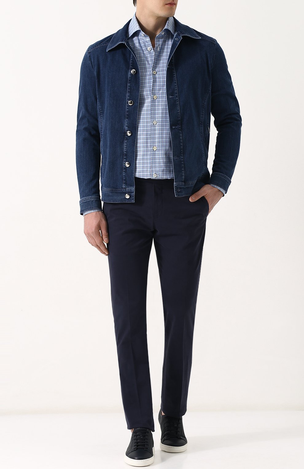 Хлопковая рубашка в клетку KITON, арт. UCIH0623810004, фото 2