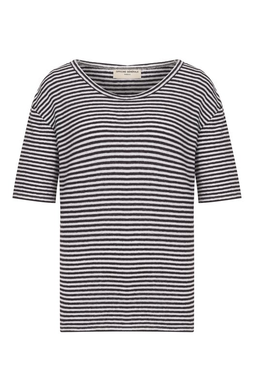 Футболка из хлопка и льна Officine Generale S26WTEE203 Синий S26WTEE203